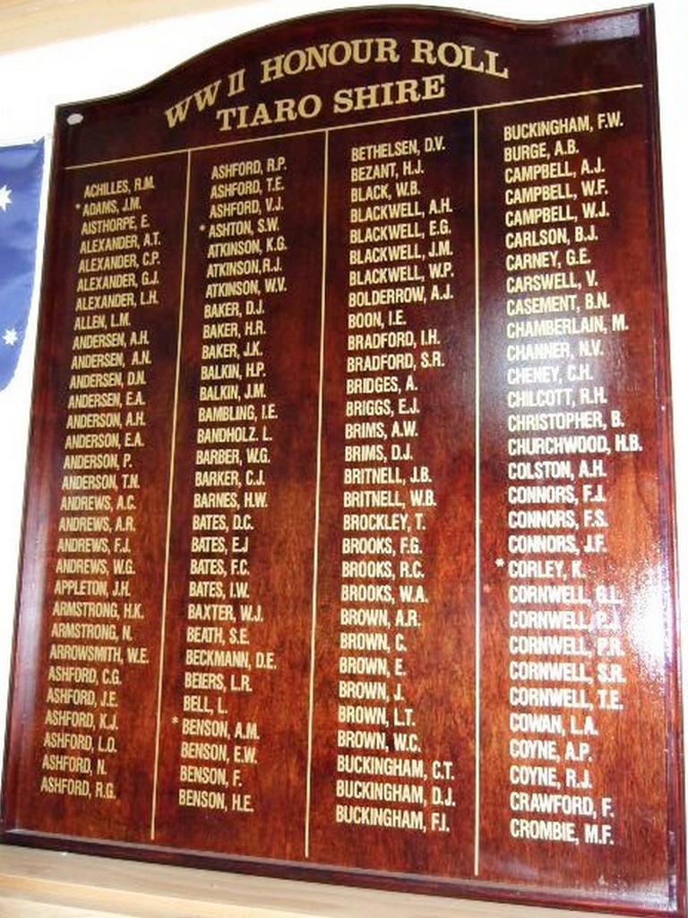 Tiaro Shire WWII Honour Roll