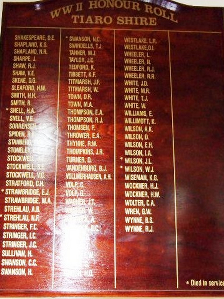 Tiaro Shire WWII Honour Roll