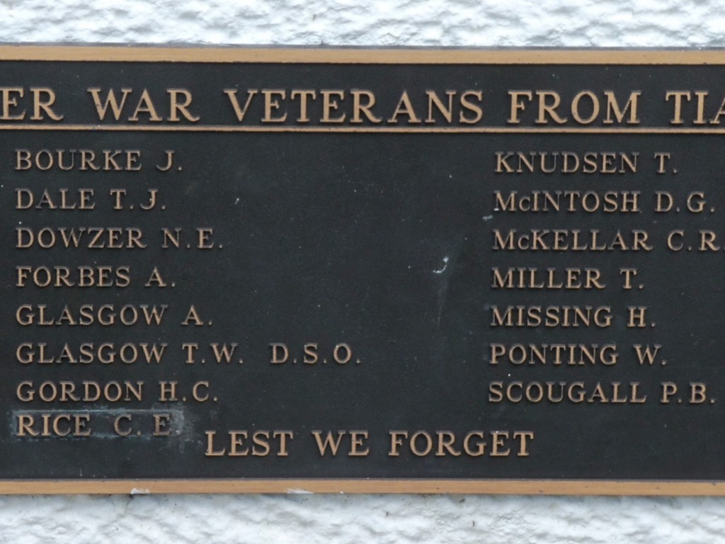 Tiaro War Memorial (Digger) Plaque