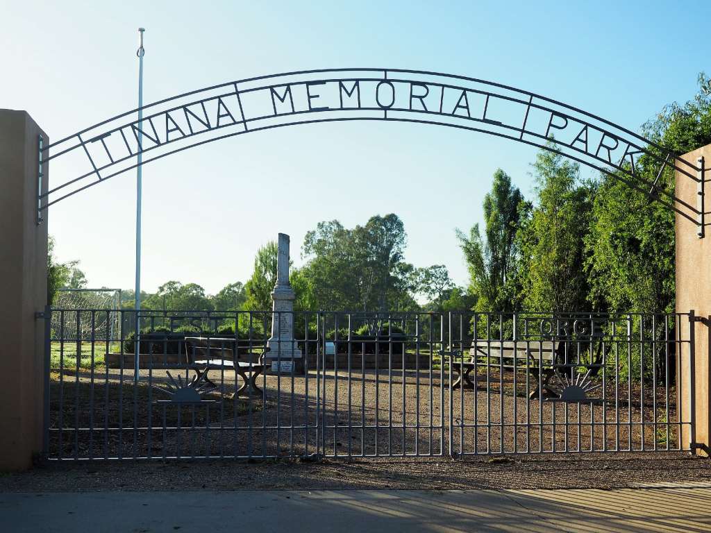 Gates and setting of War Memorial at Tinana Memorial Park