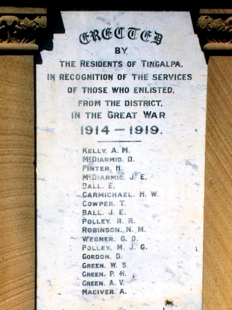 Tingalpa War Memorial (Digger) - Roll of Honour