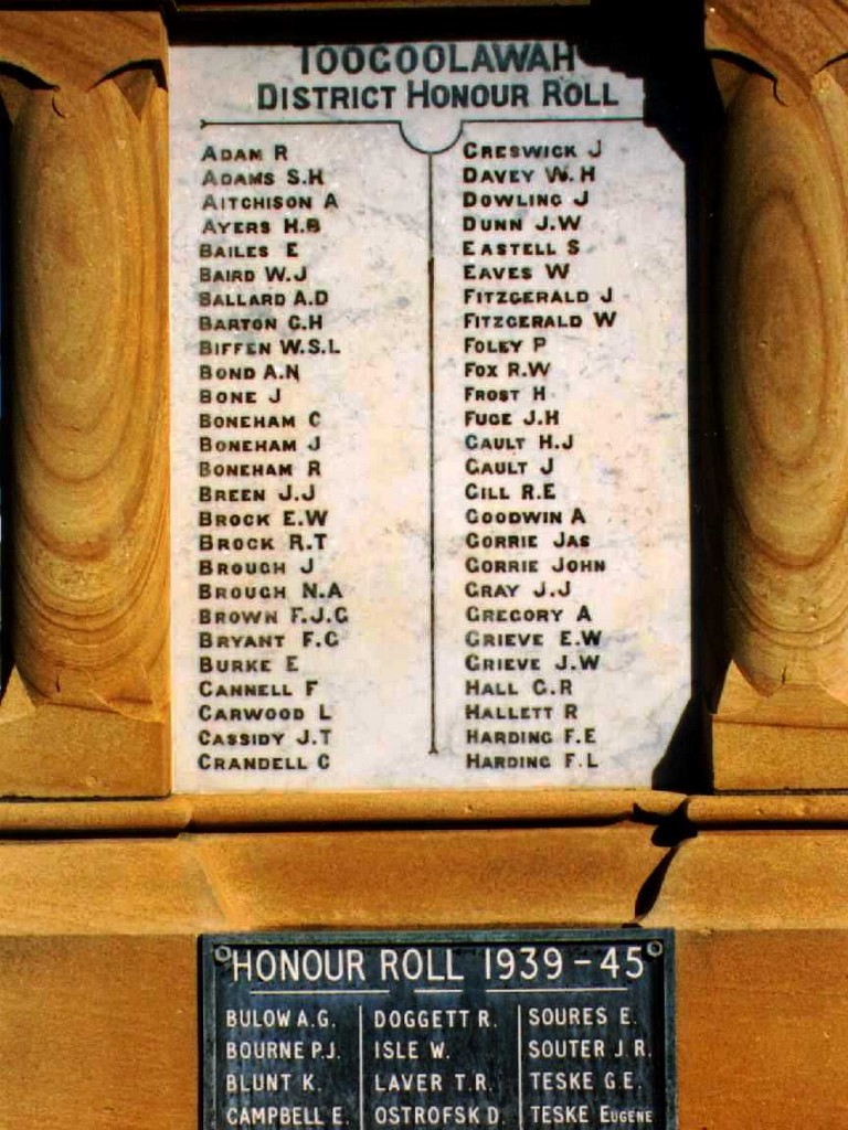 Toogoolawah War Memorial - Honour Roll