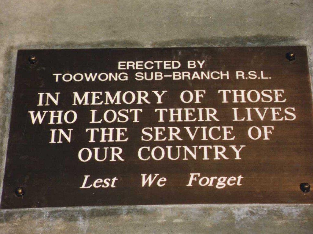 Toowong R. & R.L.A. War Memorial - Plaque