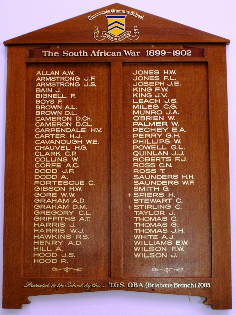 Toowoomba Grammar School South African War Honour Board