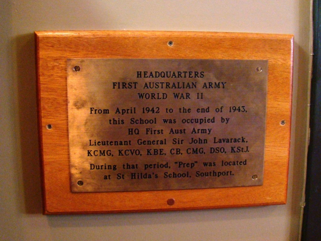 Toowoomba Preparatory School WWII HQ 1st Army Plaque