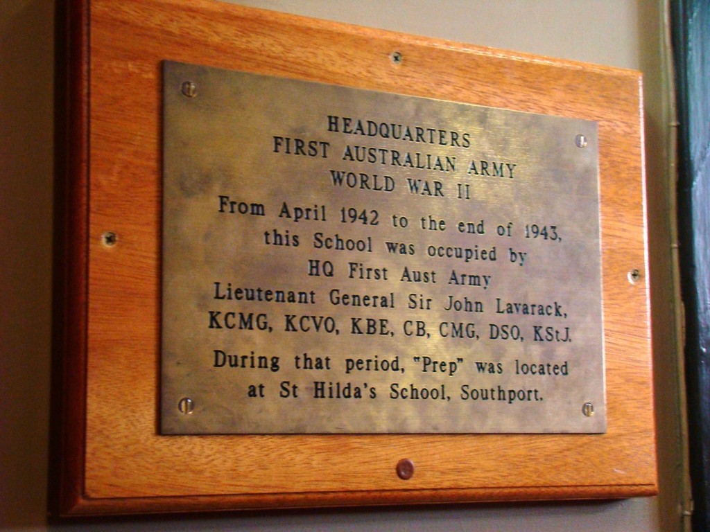 Toowoomba Preparatory School WWII HQ 1st Army Plaque
