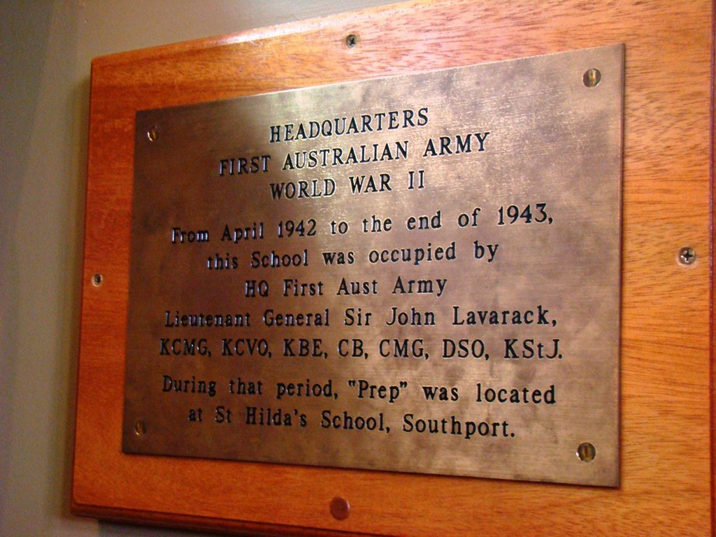 Toowoomba Preparatory School WWII HQ 1st Army Plaque