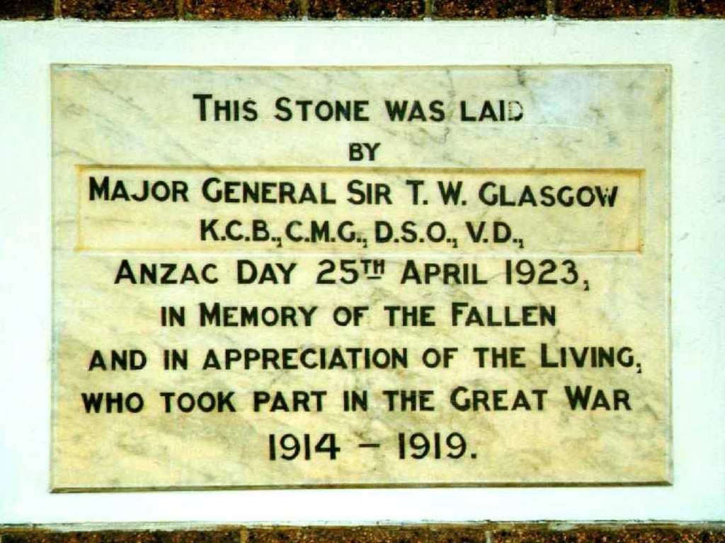Toowoomba Roll of Honour 1914-1919 - Plaque