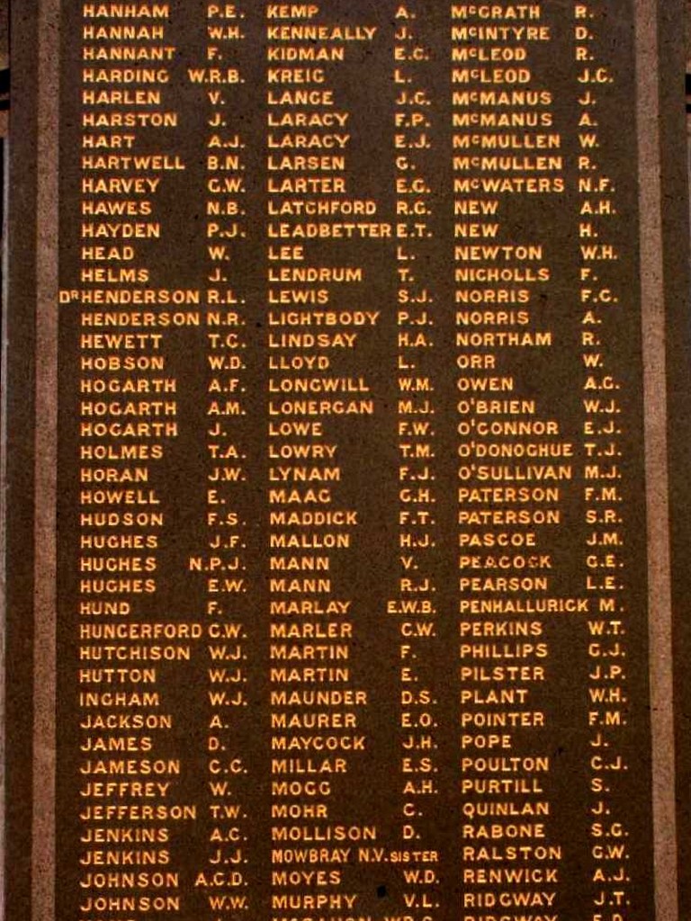Toowoomba The Mothers' Memorial - Honour Roll