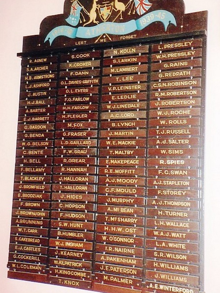 Atherton RSL Honour Roll