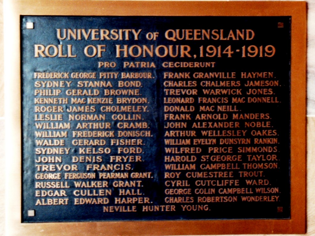 University of Queensland 1914-1919 Roll of Honour