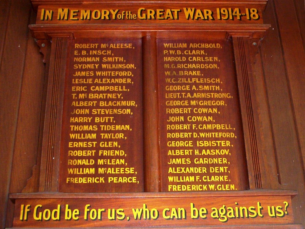 Walkerston Pioneer War Memorial Hall Honour Board 1914–1918