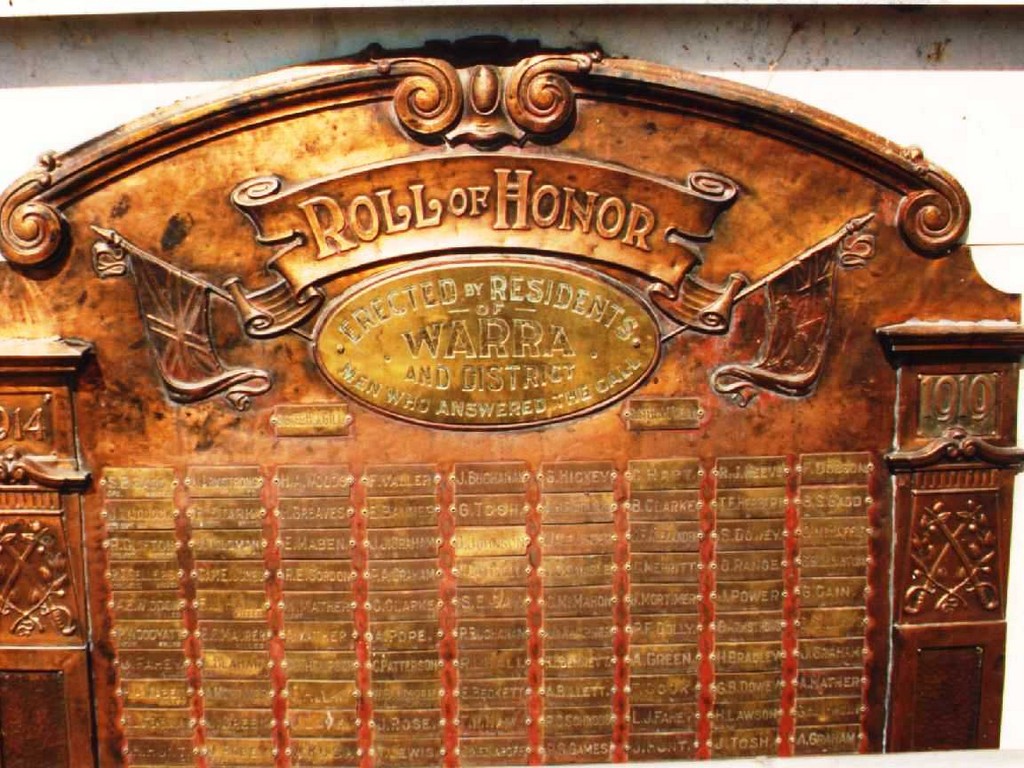 Warra Hall Honour Board