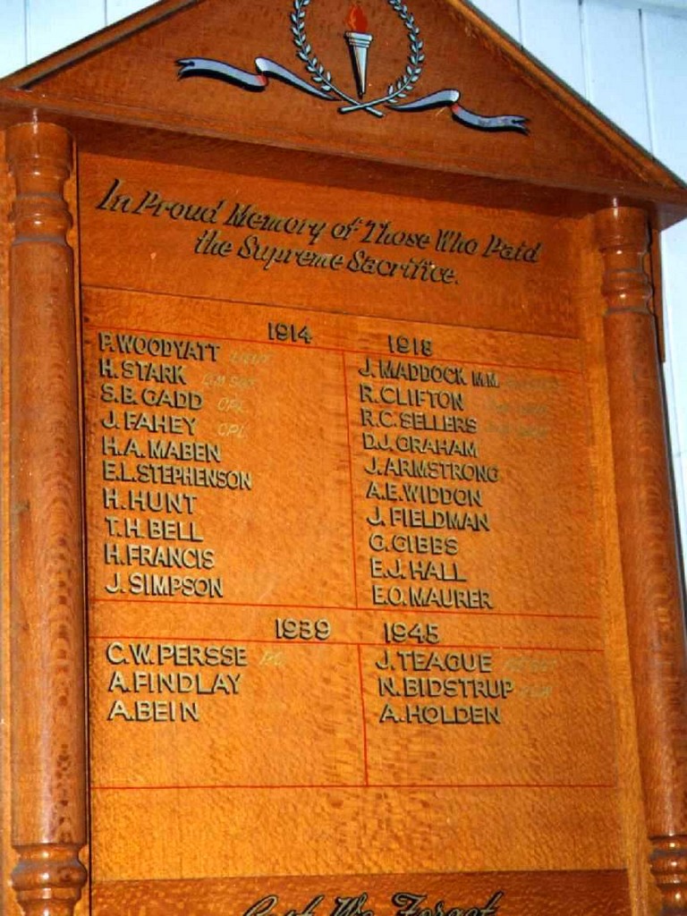 Warra Roll of Honour - WWI and WWII