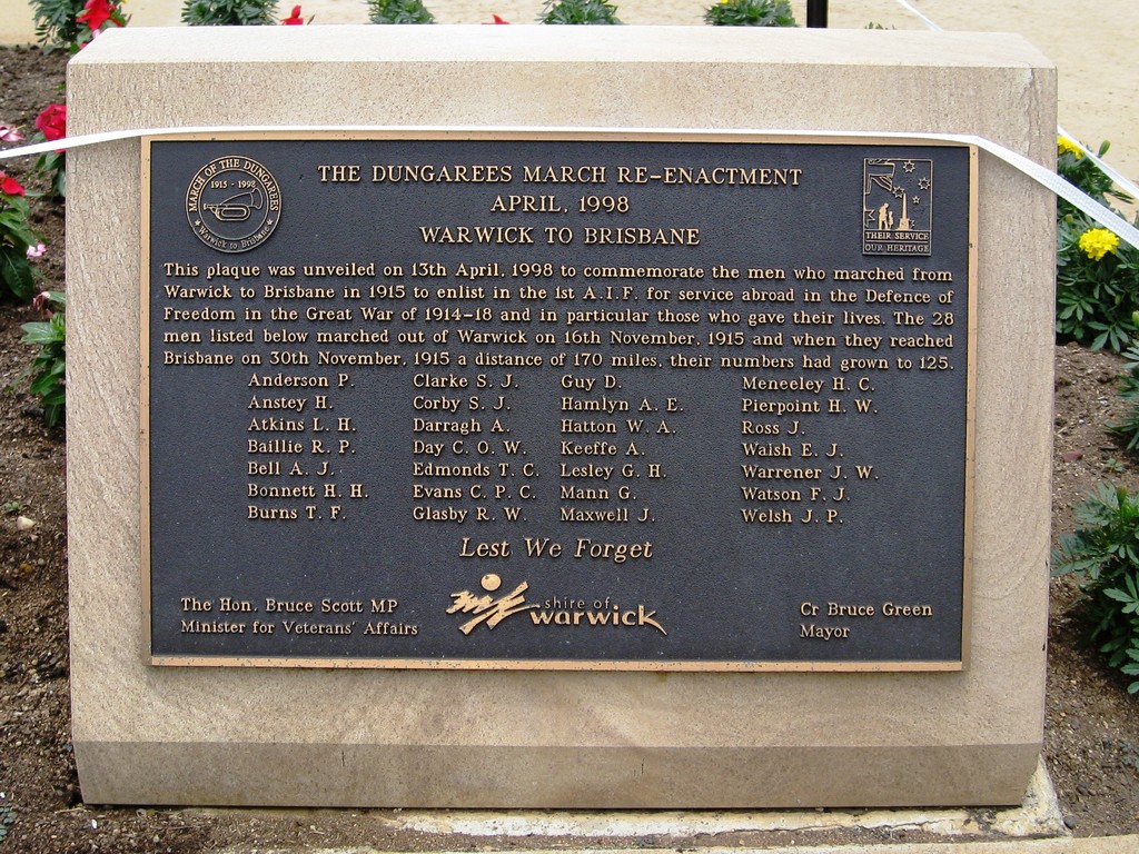 Photo of Warwick Dungarees March Memorial Plaque