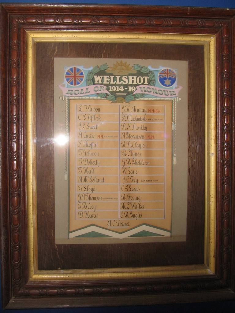 Wellshot Roll of Honour