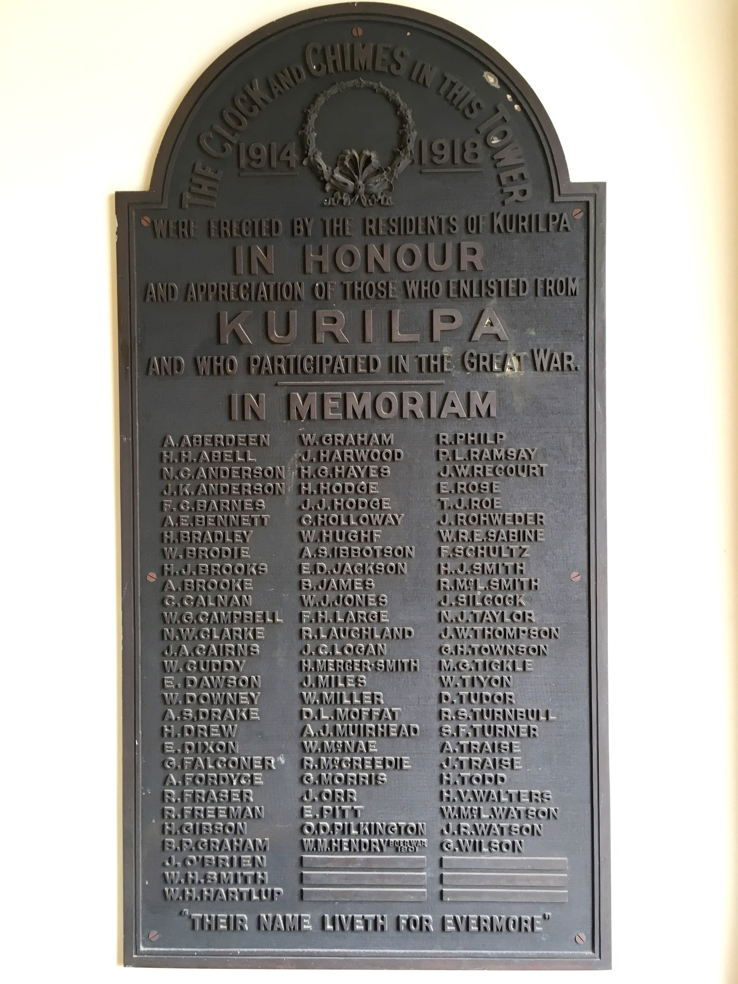 Honour Board, inside entrance to library