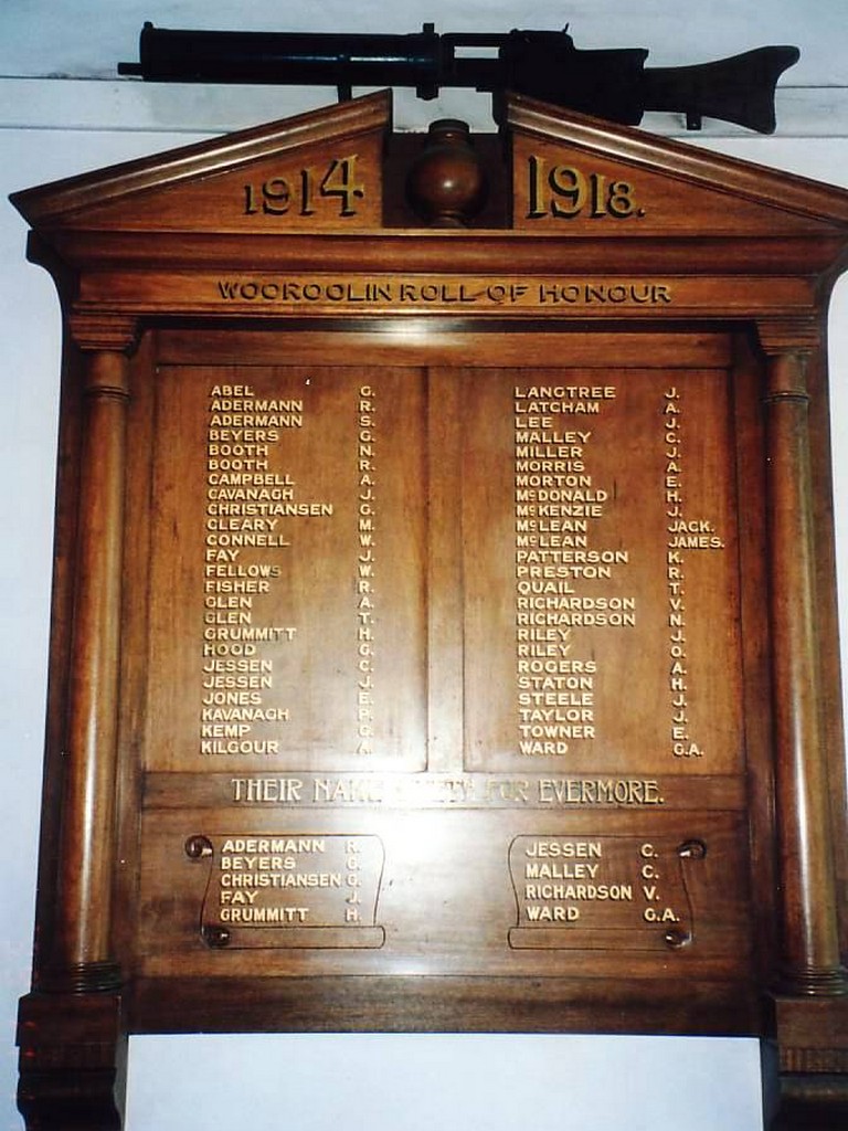 Photo of Wooroolin WWI Honour Board