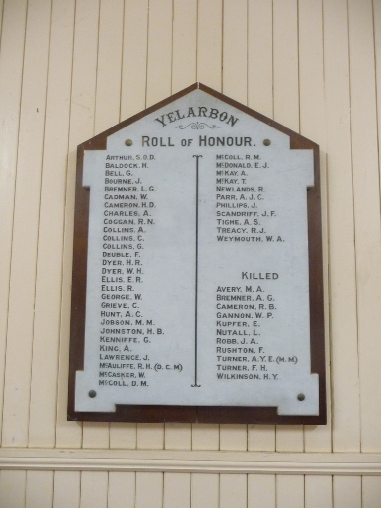 Yelarbon Roll of Honour