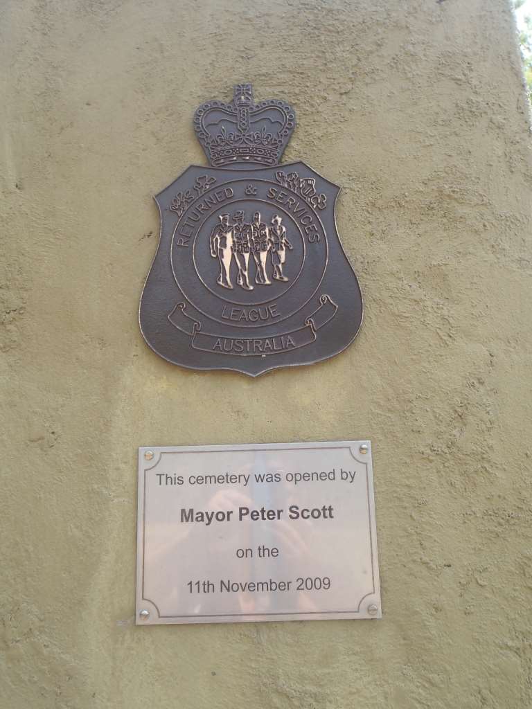 Cooktown Anzac Cemetery Gates plaque