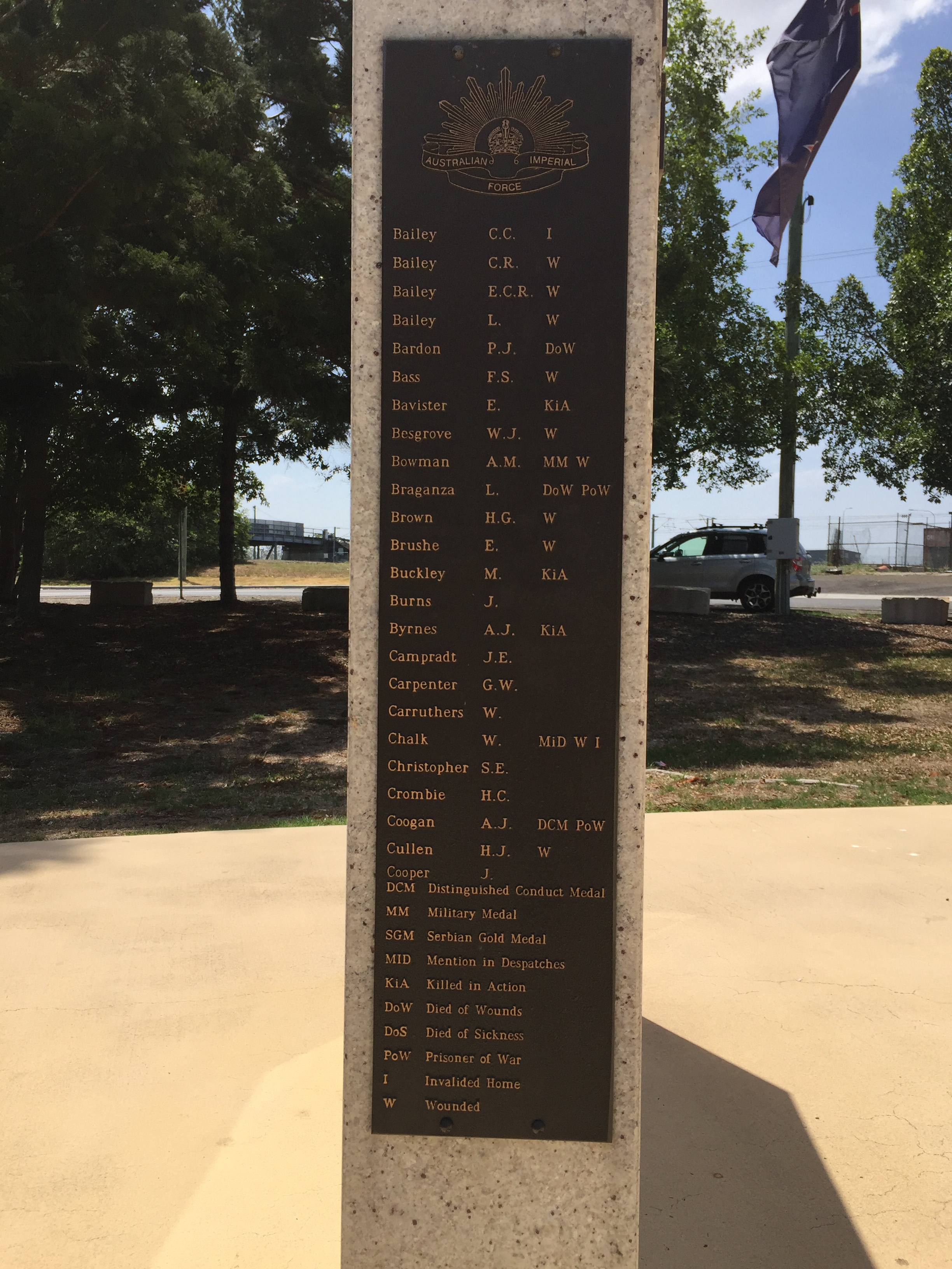 Redbank War Memorial honour roll, east end of south wall