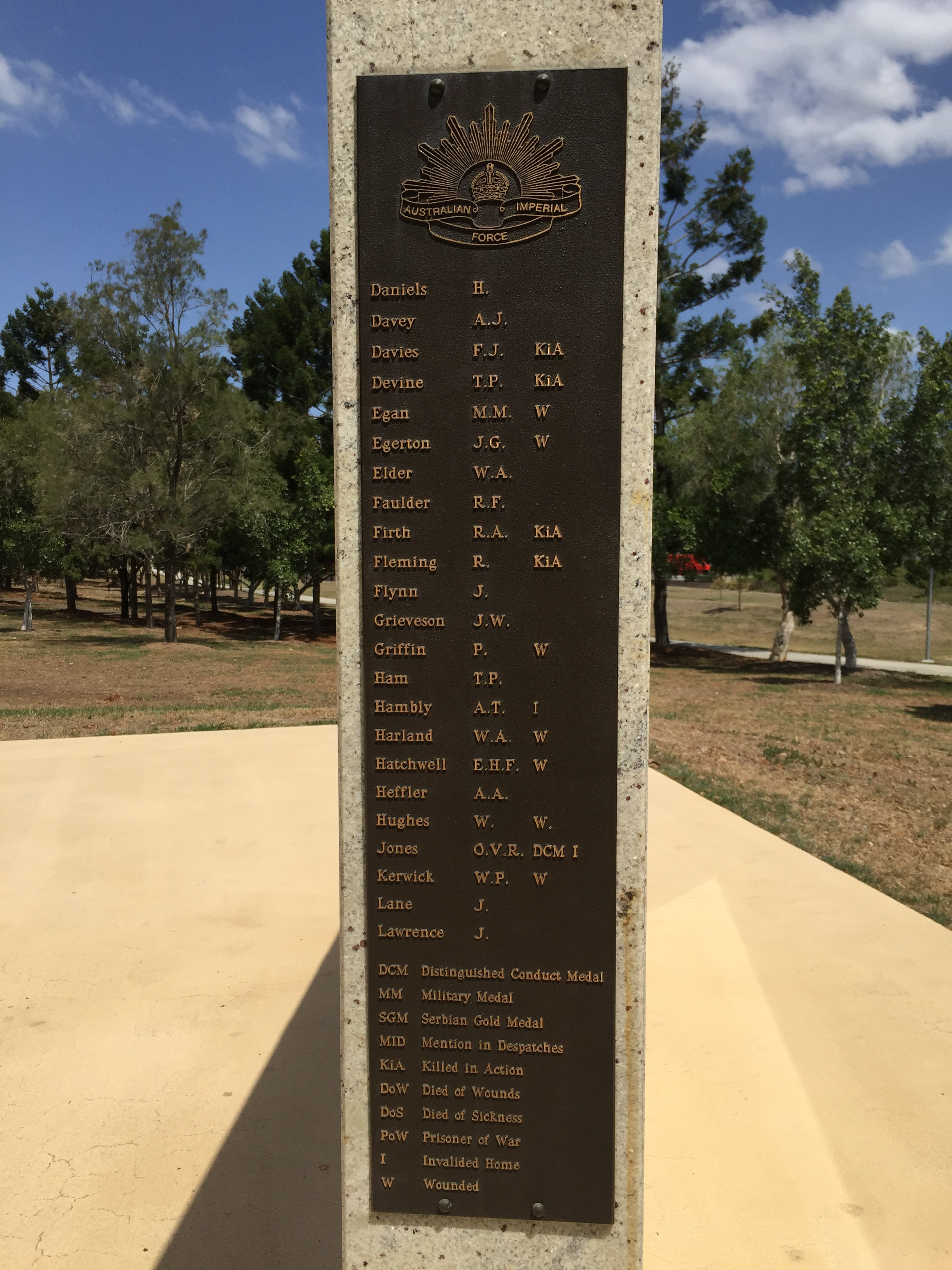 Redbank War Memorial honour roll, west end of south wall