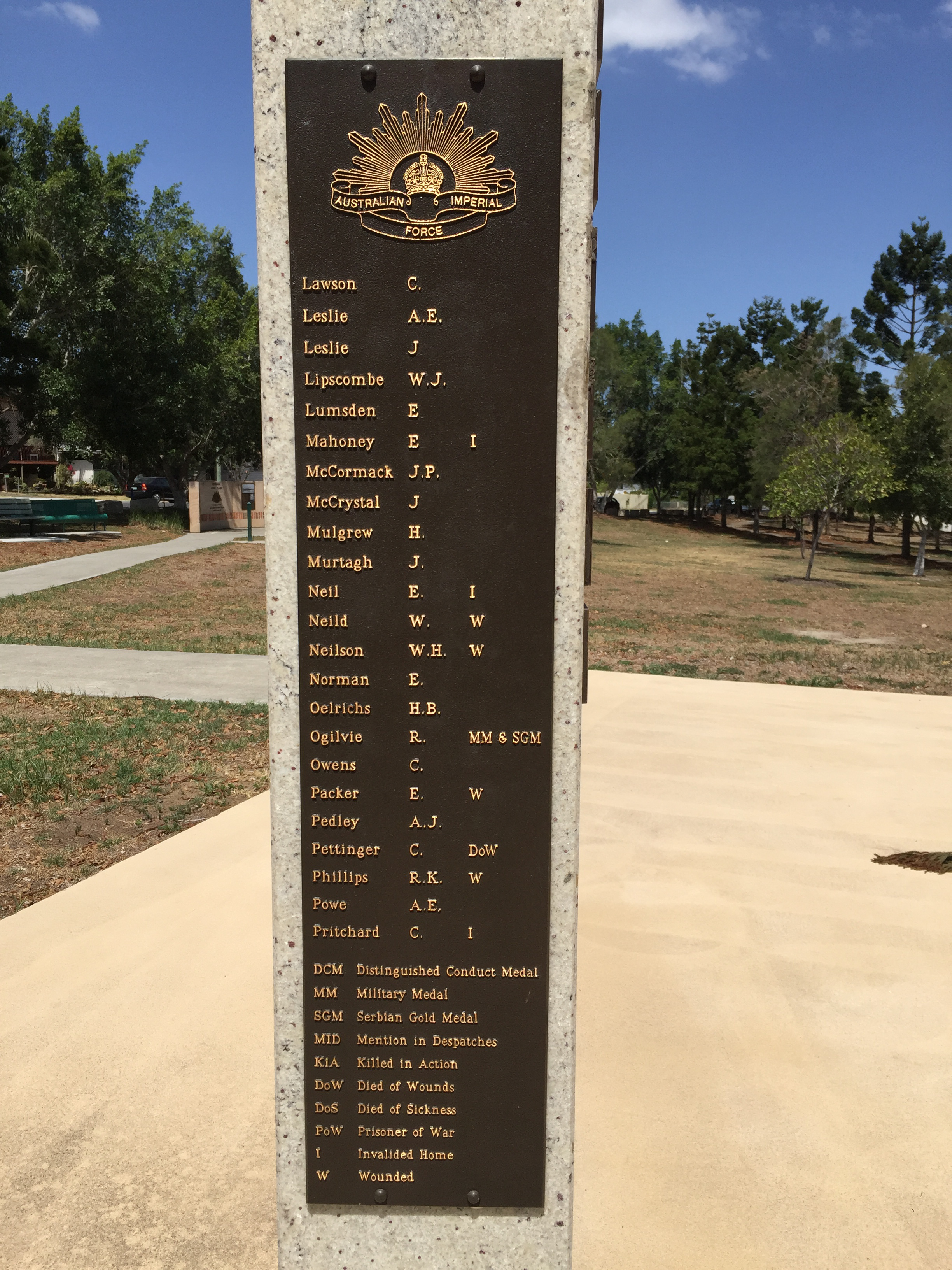 Redbank War Memorial honour roll, west end of north wall