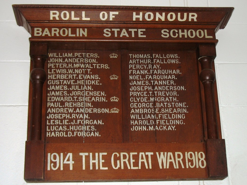 Barolin State School Honour Board - Circa August 2012