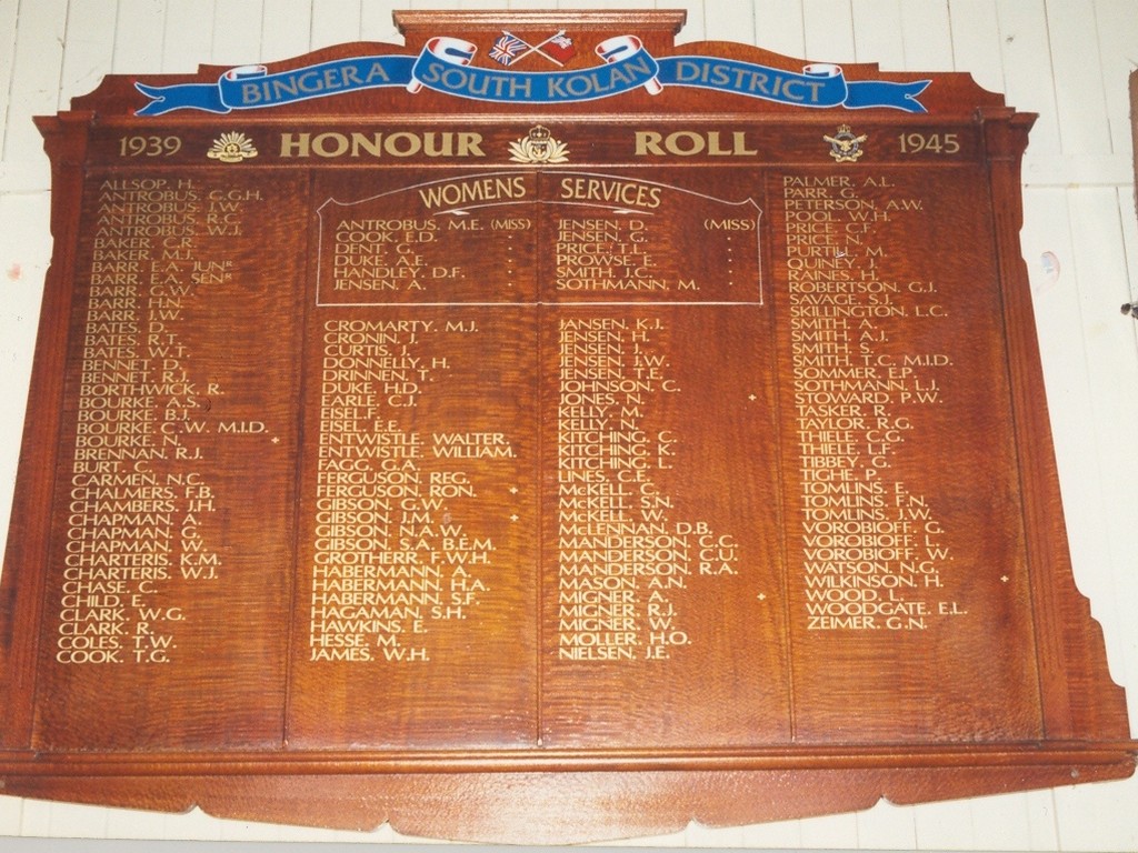 Bingara and South Kolan District Honour Board
