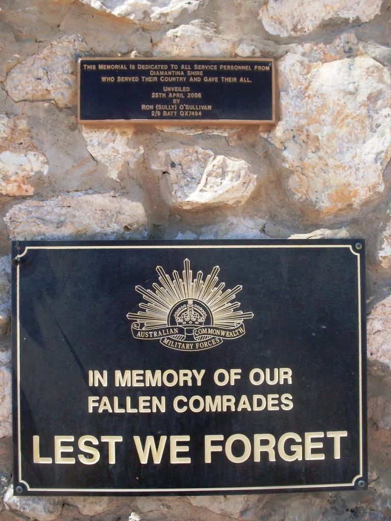 Birdsville War Memorial (Digger) - plaque detail