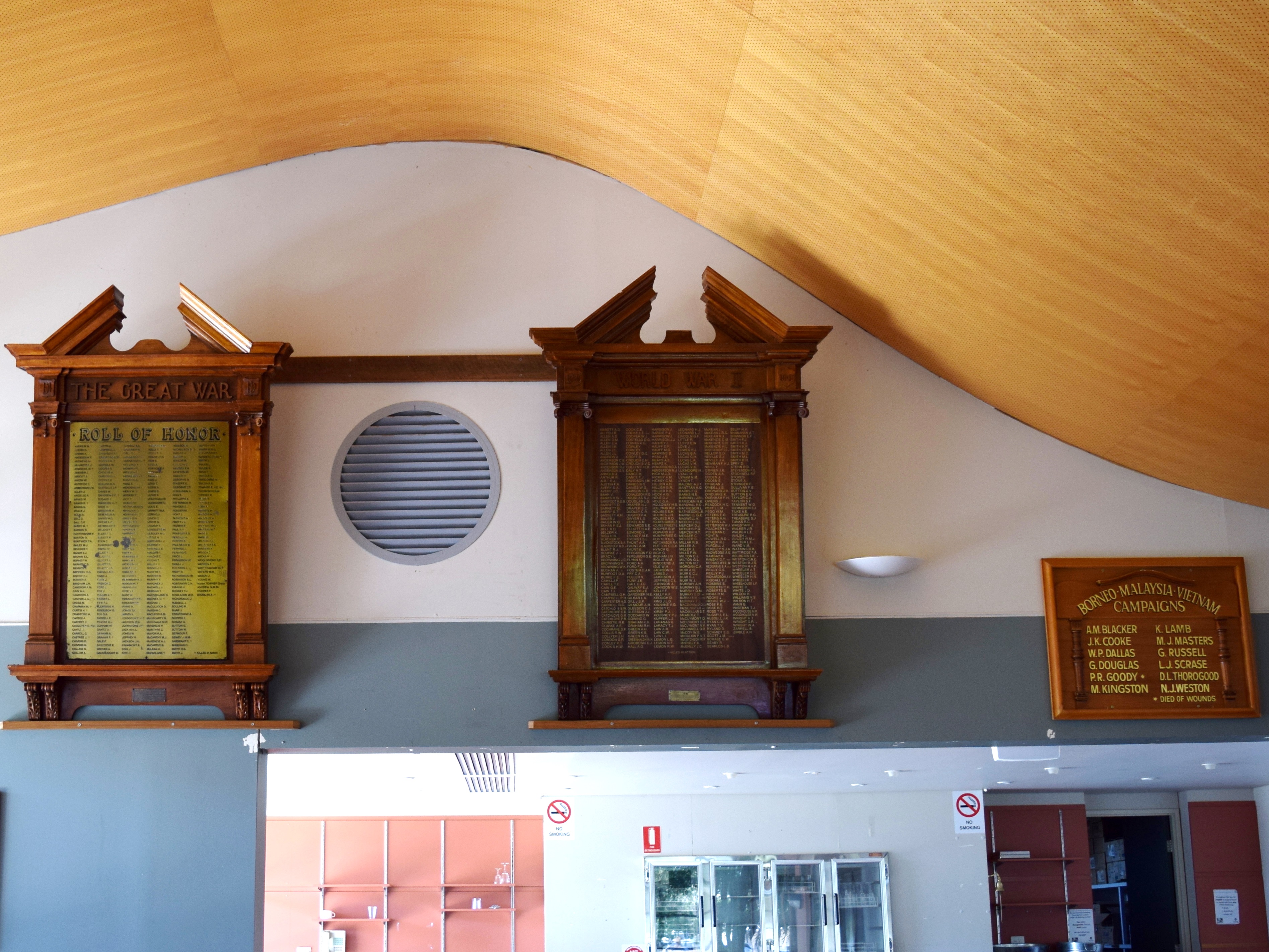 The three honour boards in the Blackall Cultural Centre