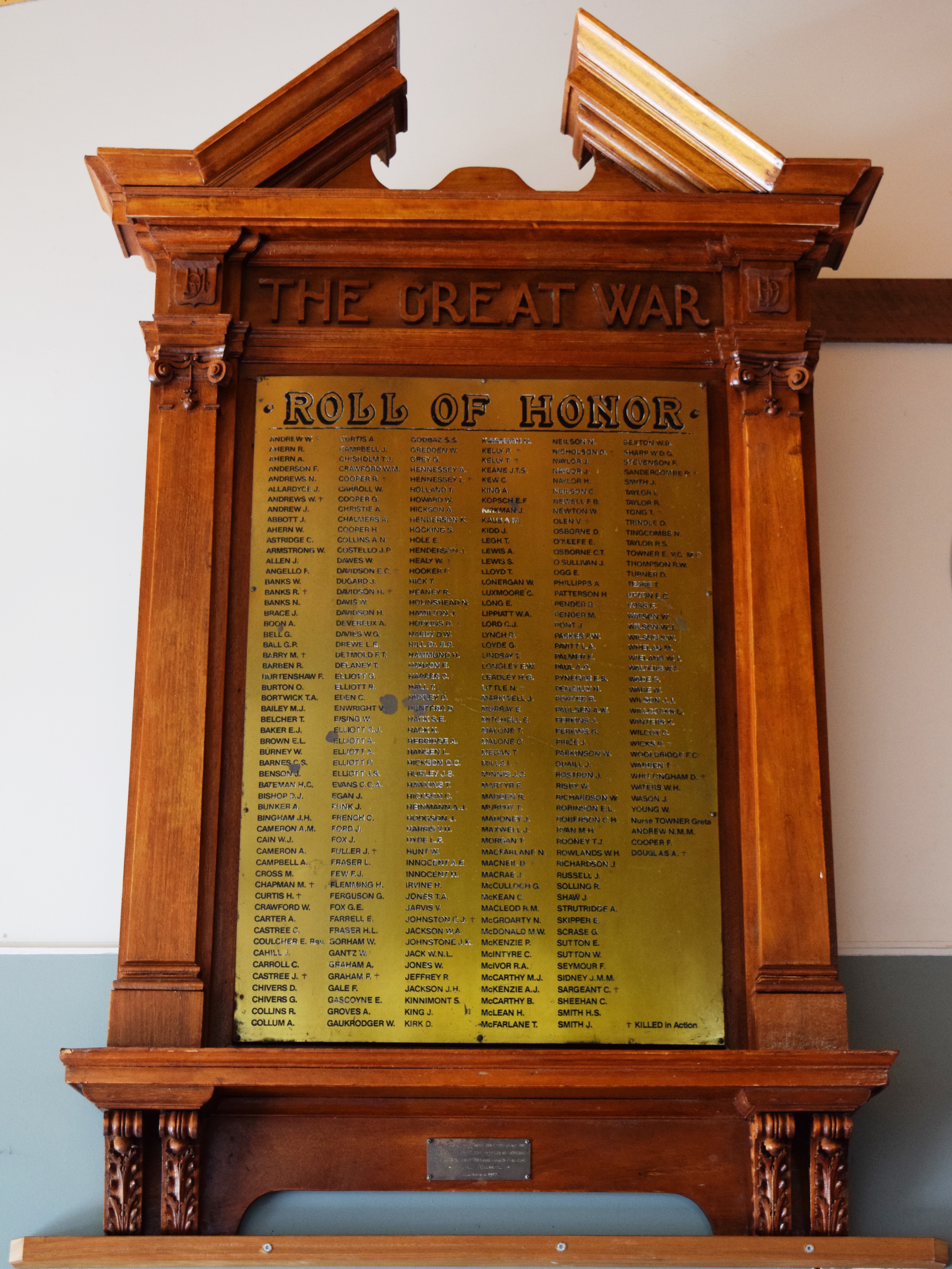 First World War Honour Board