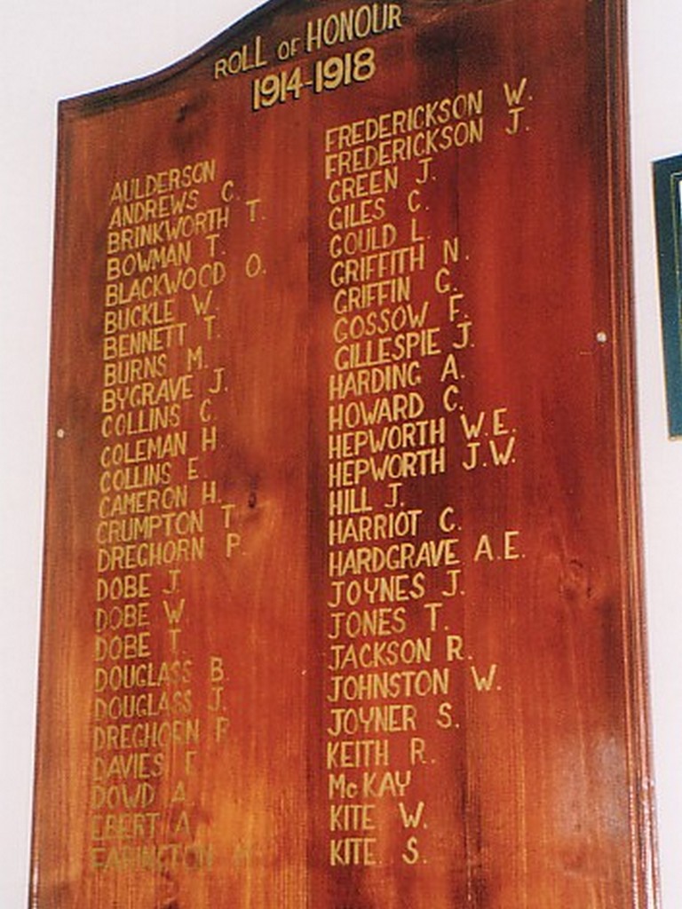 Blackbutt Roll of Honour WWI