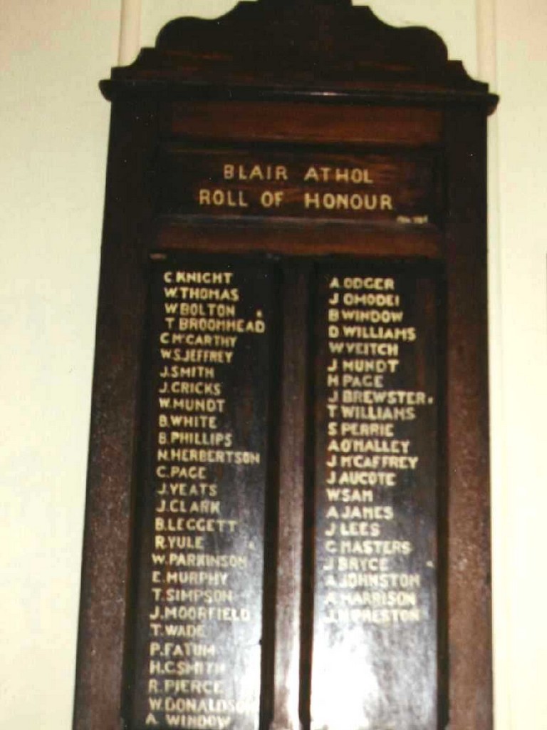 Blair Athol Roll of Honour
