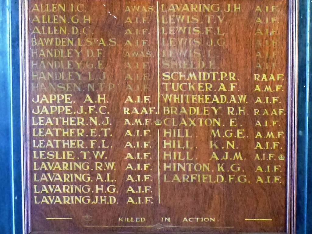 Boolboonda and District 1939–1945 Roll of Honour - names detail