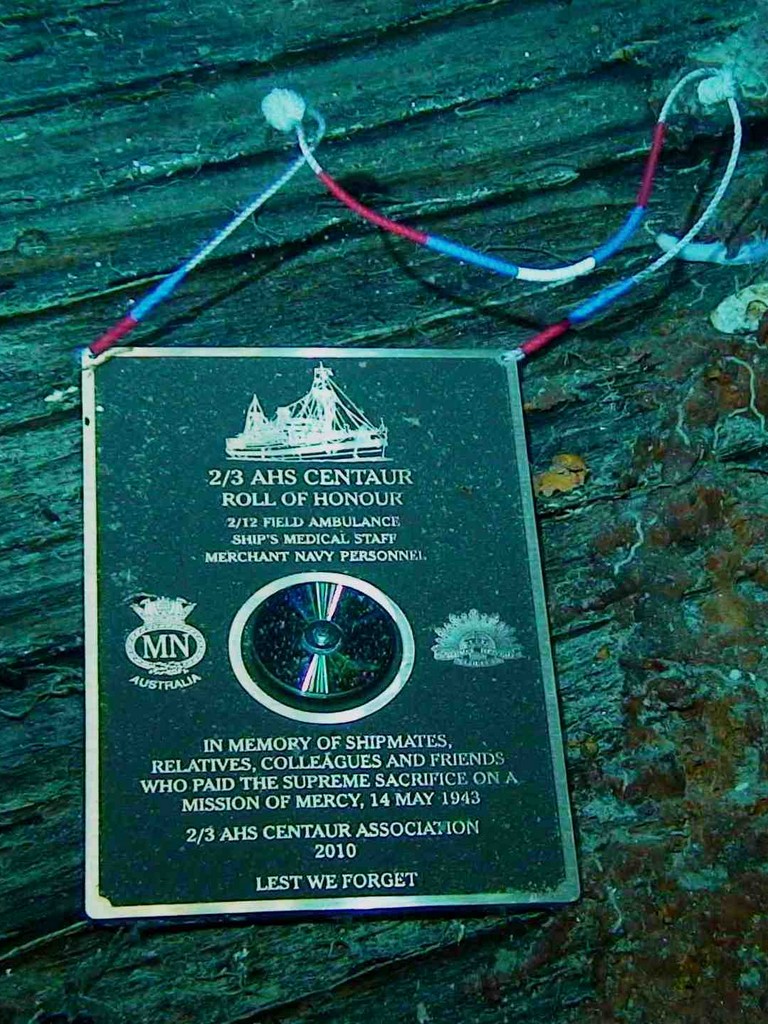 AHS Centaur Final Resting Place - dedication plaque on vessel's bow deck