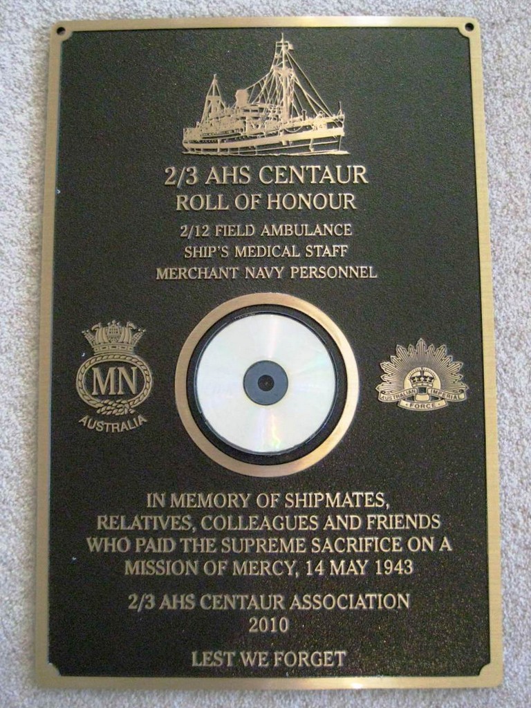 2/3 AHS Centaur (Final Resting Place) Memorial Plaque