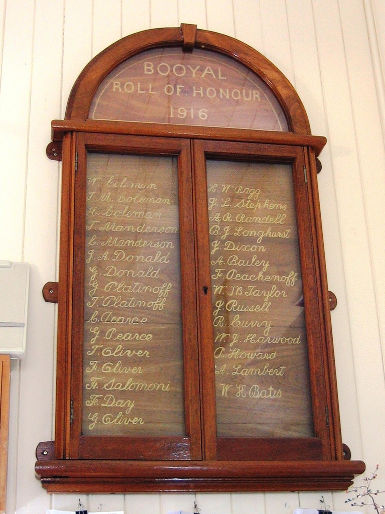 Booyal Central School Honour Boards - Roll of Honour