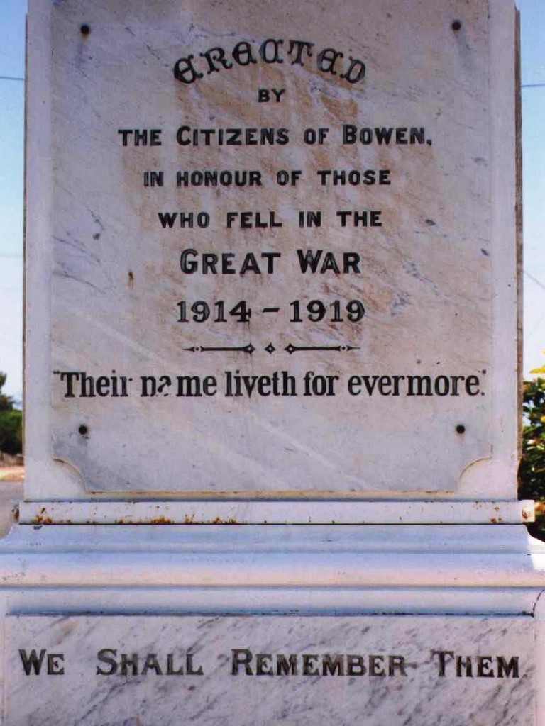 Bowen War Memorial (Digger) - Dedication
