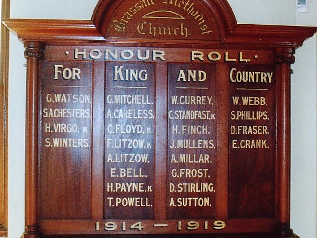 Brassall Methodist Church Honour Board