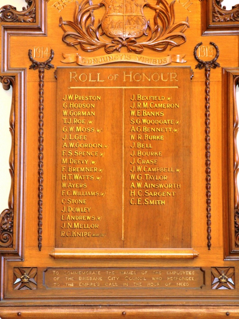 Brisbane City Council WWI Honour Board