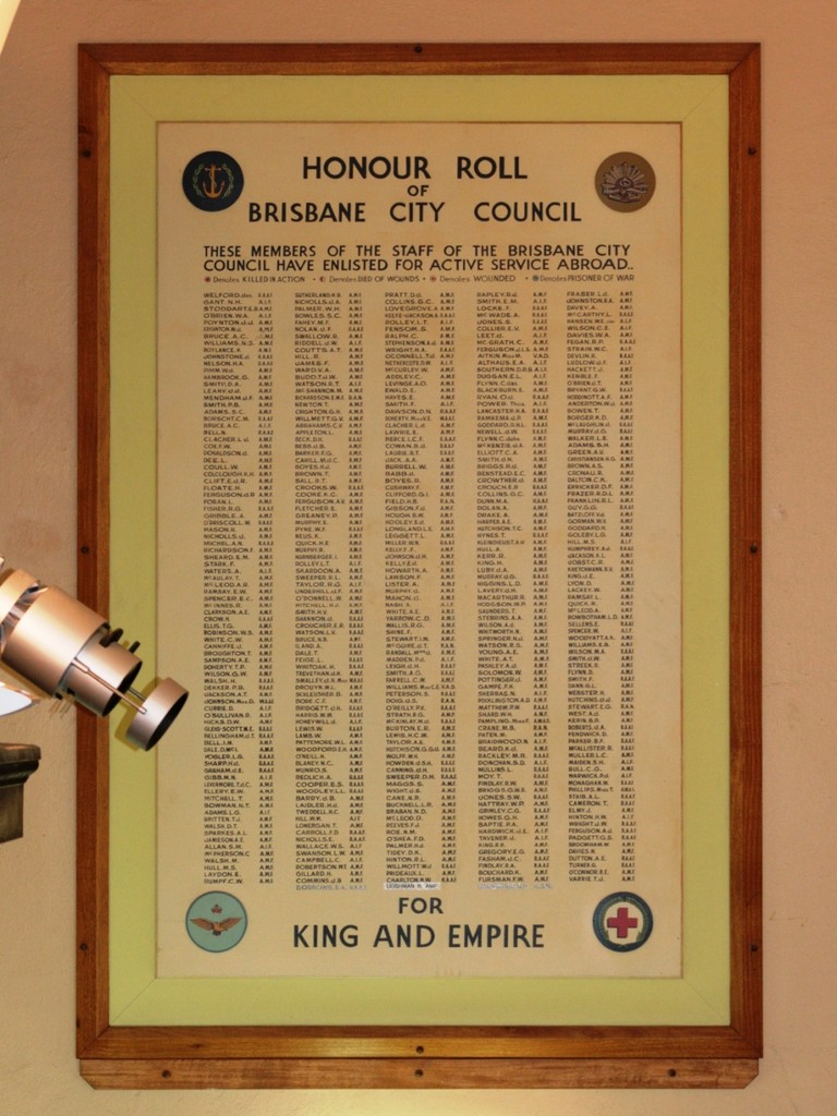 Brisbane City Council WWII Honour Board 1