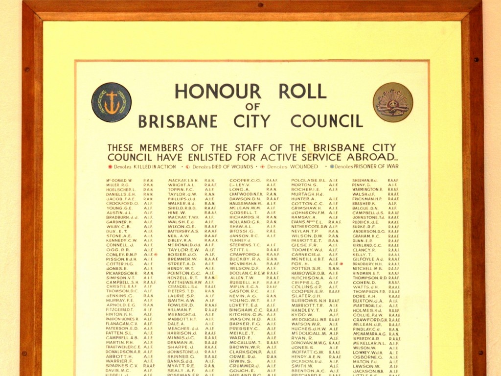 Brisbane City Council WWII Honour Board 2