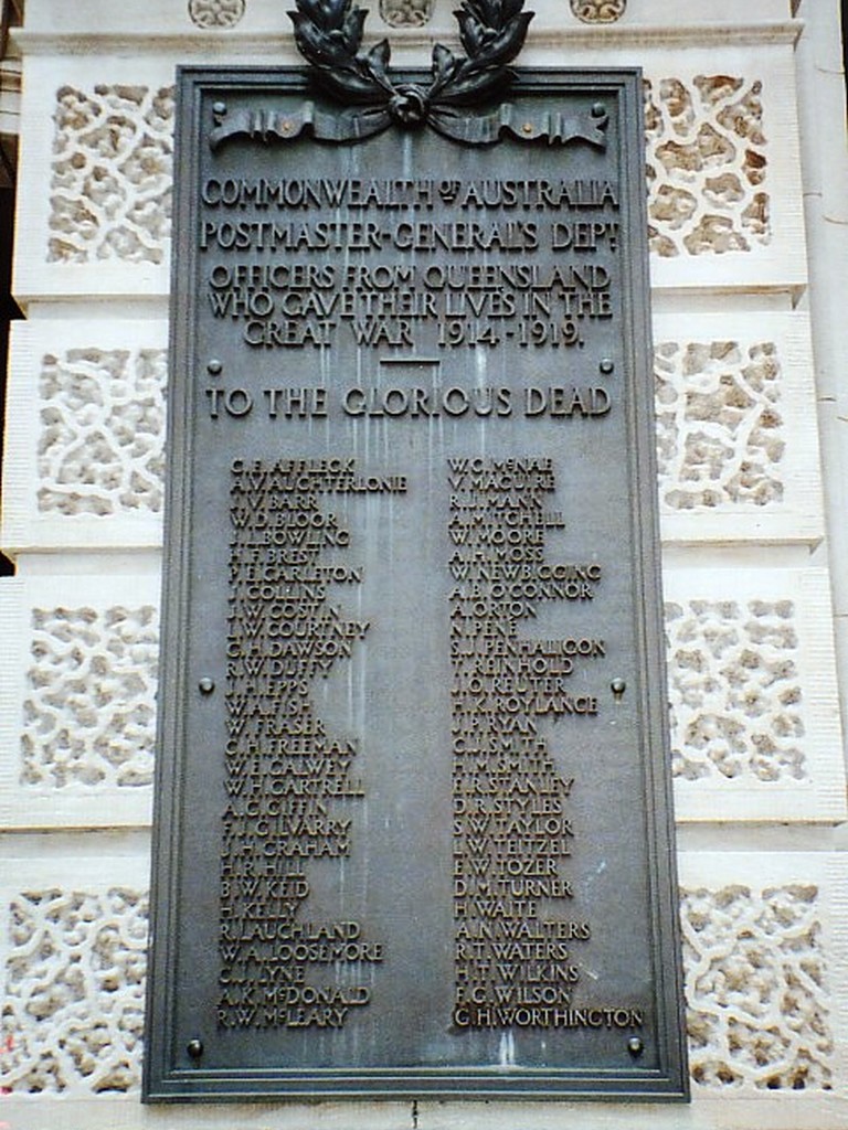Brisbane Postmaster-General WWI Roll of Honour