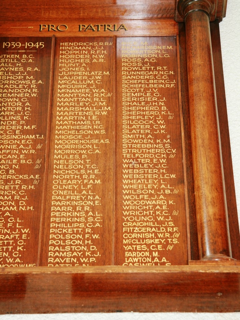 Brisbane State High School 1939–1945 Honour Board - Roll of names