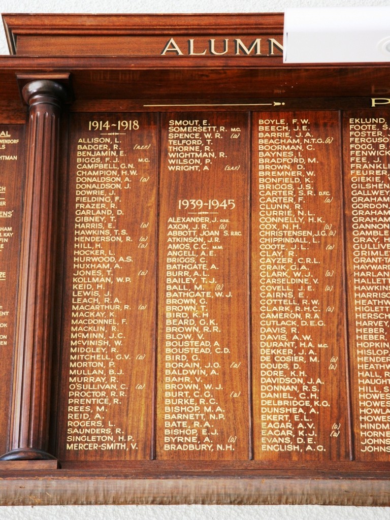 Brisbane State High School Honour Board - Alumni names