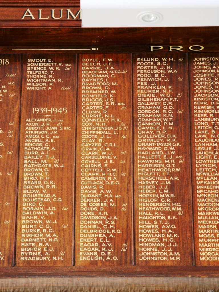 Brisbane State High School Honour Board - Alumni names