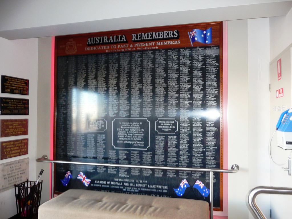 Bundaberg RSL Australia Remembers Wall