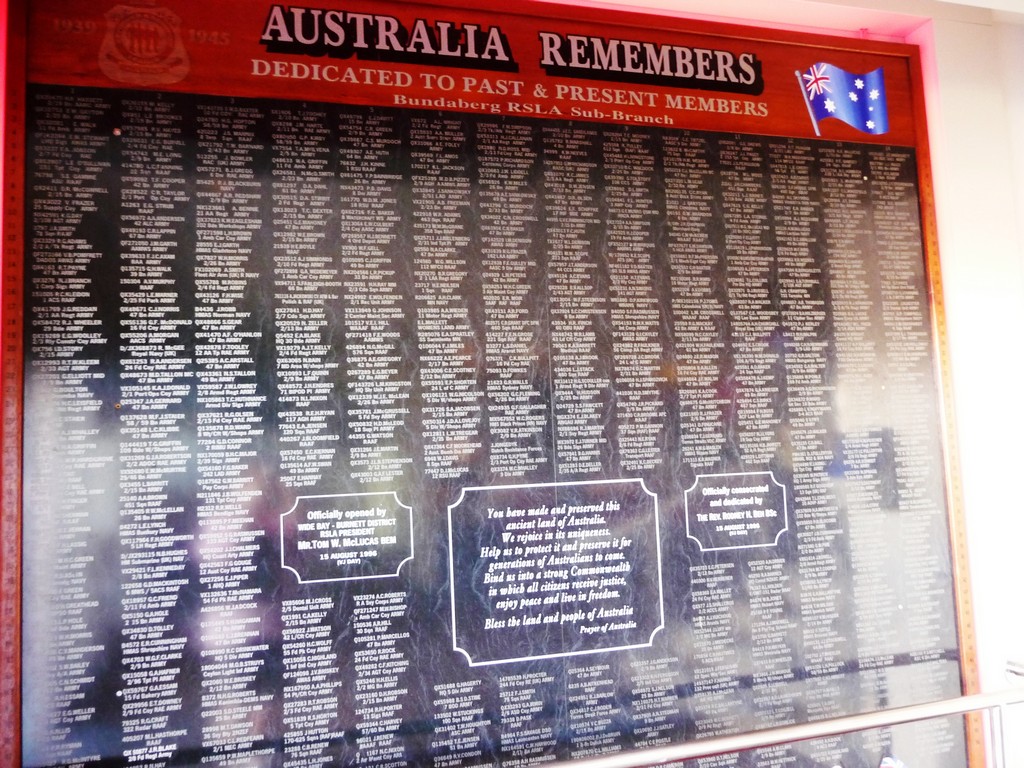 Bundaberg RSL Australia Remembers Wall