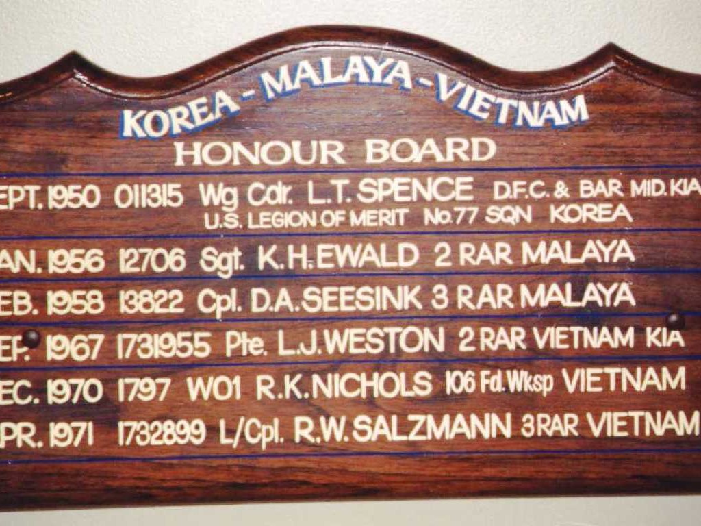 Bundaberg Vietnam and South East Asian Veterans Honour Board